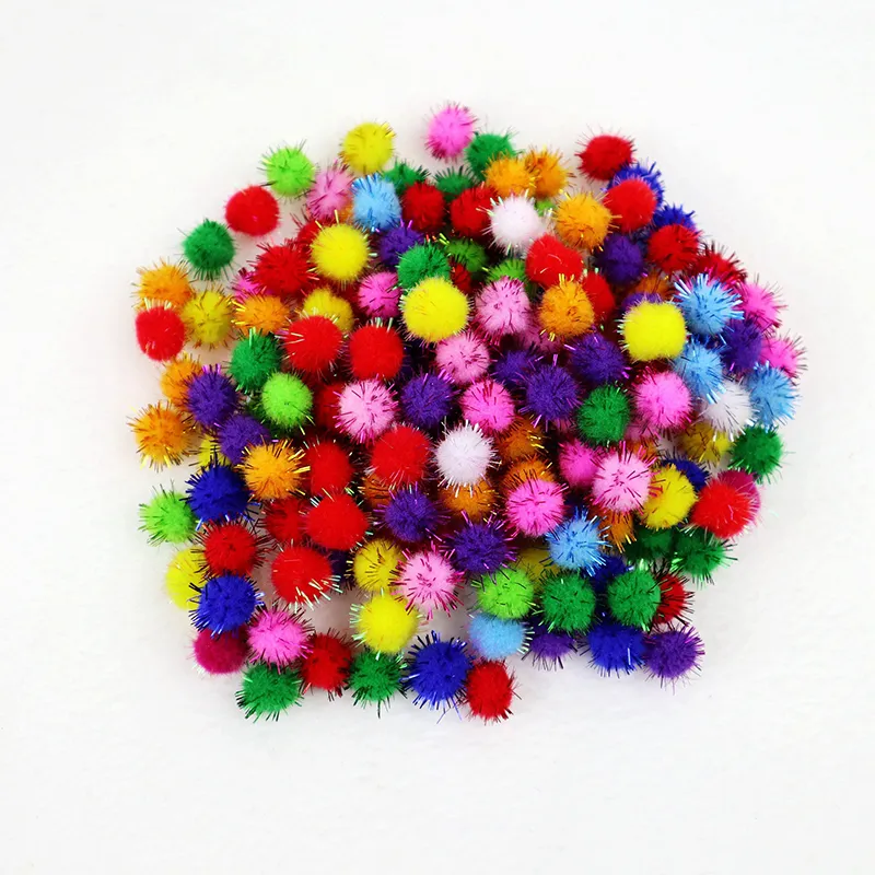 Glitter Pom Pom Poms With Tinsel Assorted Colors For DIY Craft